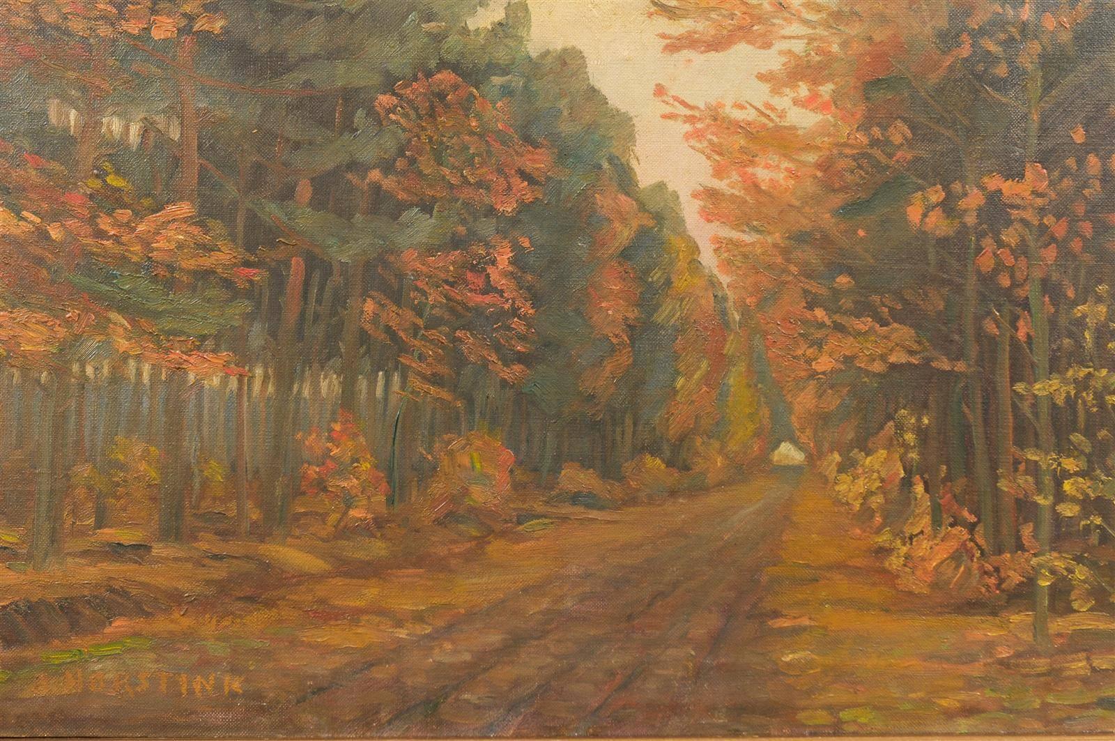 Wood Art Deco Dutch Impressionist Autumn Landscape