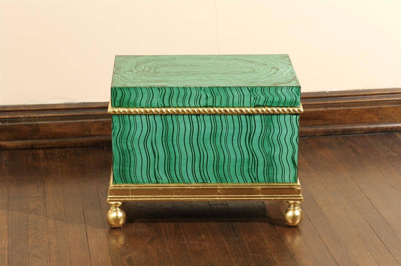 Faux Malachite Chest on Gilt Stand 2