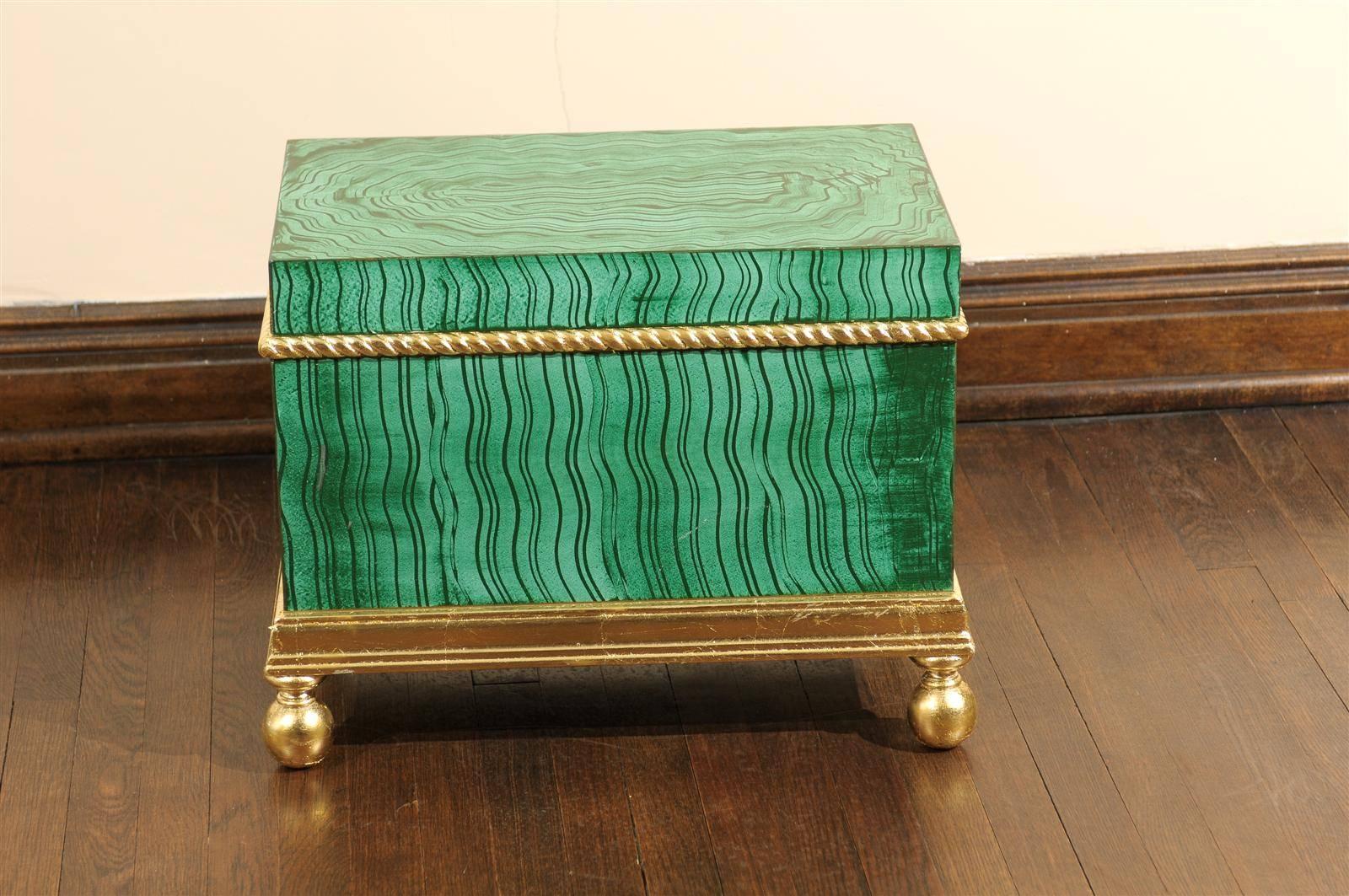 Faux Malachite Chest on Gilt Stand 1