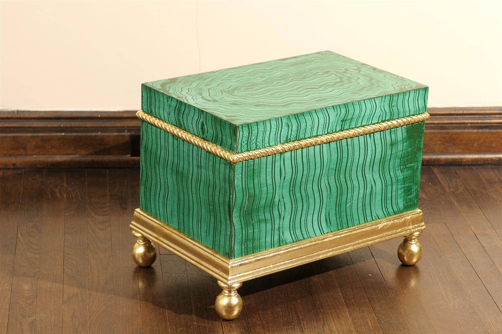 Faux Malachite Chest on Gilt Stand 4