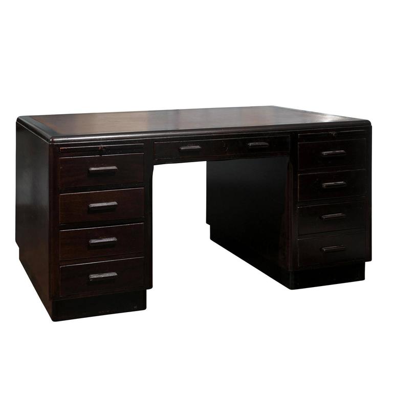 English Art Deco Pedestal Desk For Sale at 1stdibs