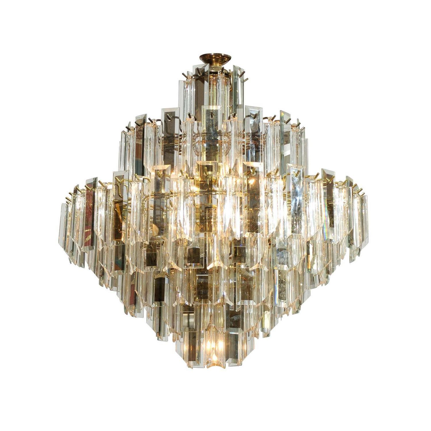 Lucite and Mirrored Glass Chandelier at 1stdibs
