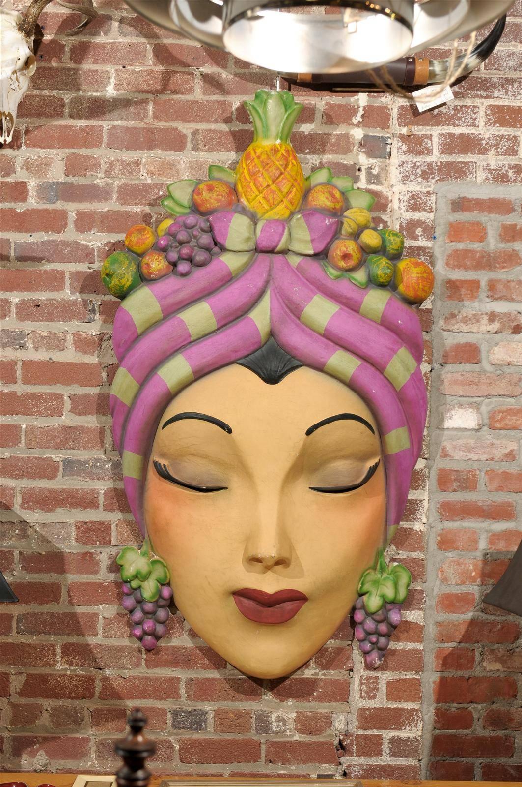 20th century large whimsical fiberglass wall art or retail display, crafted and hand-painted in the spirit of Carmen Miranda.