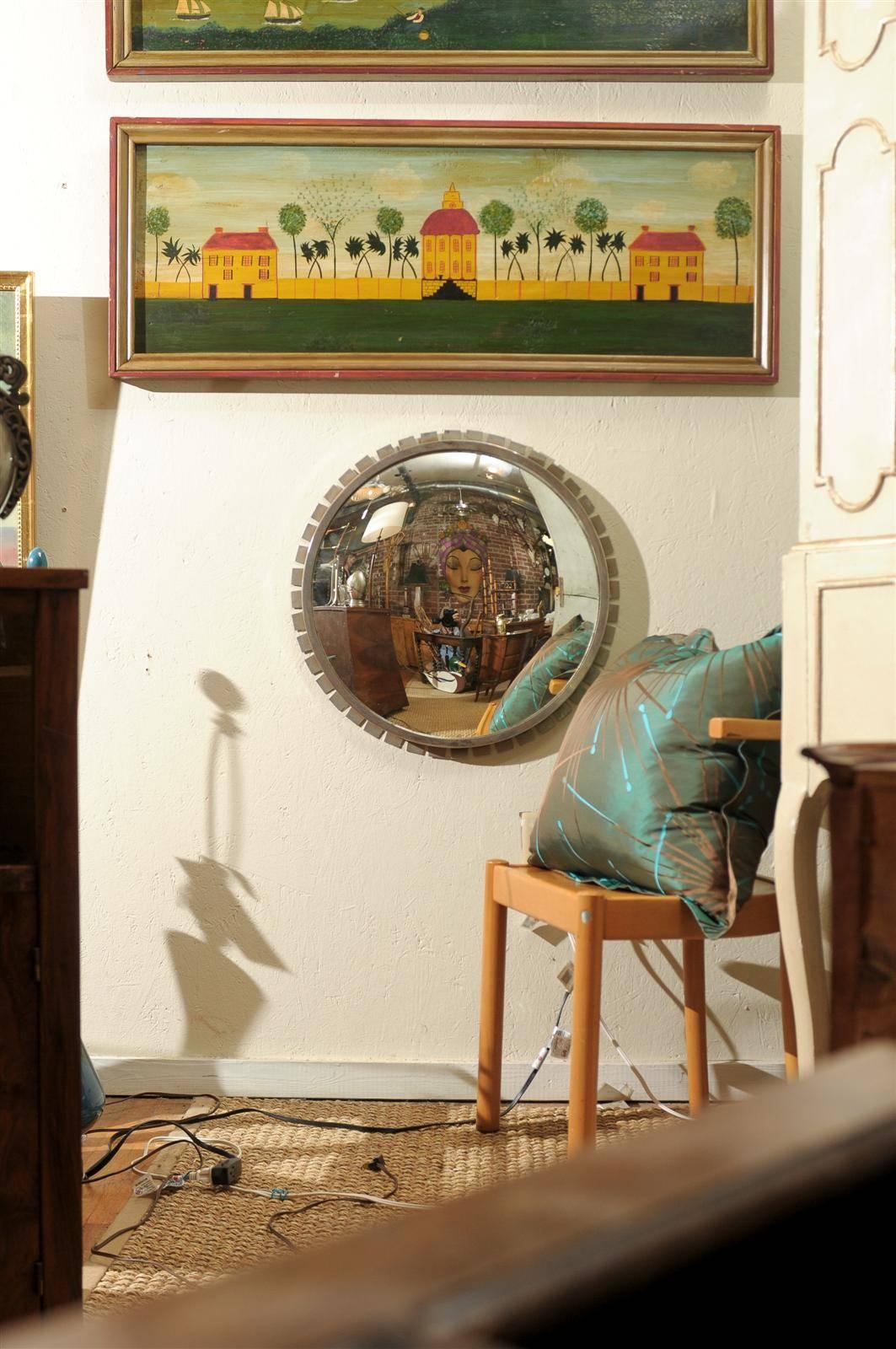 Vintage Industrial Convex Mirror In Excellent Condition In Atlanta, GA