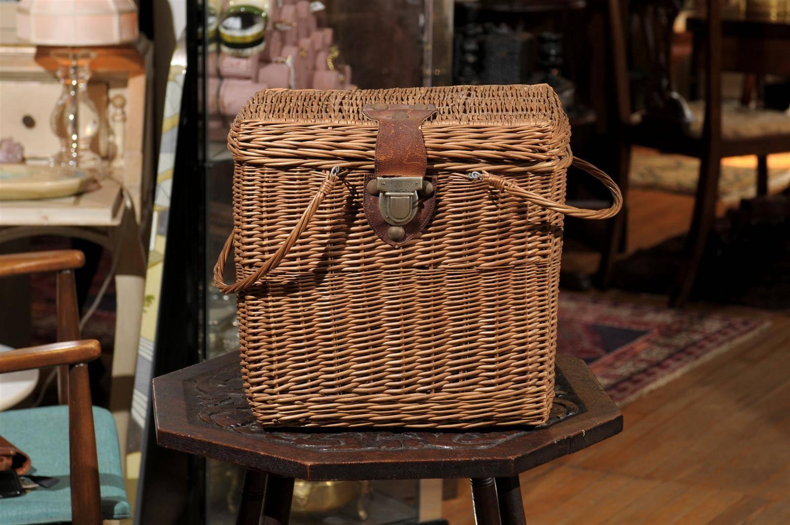 Willow French Wicker Basket with Leather Buckle