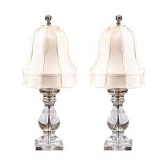 Pair of Petite Crystal Lamps