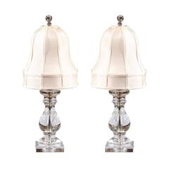 Pair of Petite Crystal Lamps