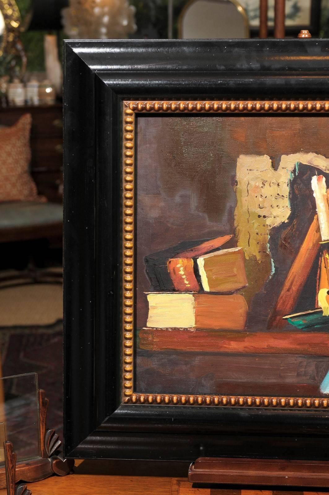 American Library Still Life Oil Painting For Sale
