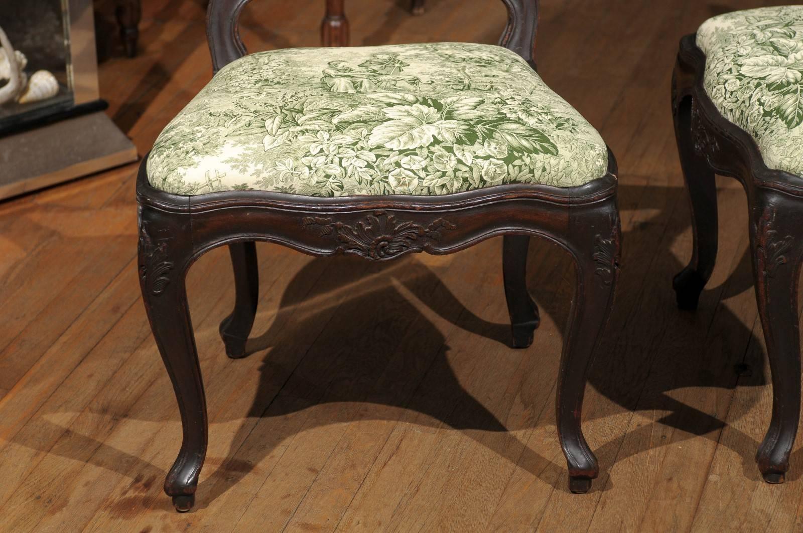 Pair of Louis XV Side Chairs of Oak 1