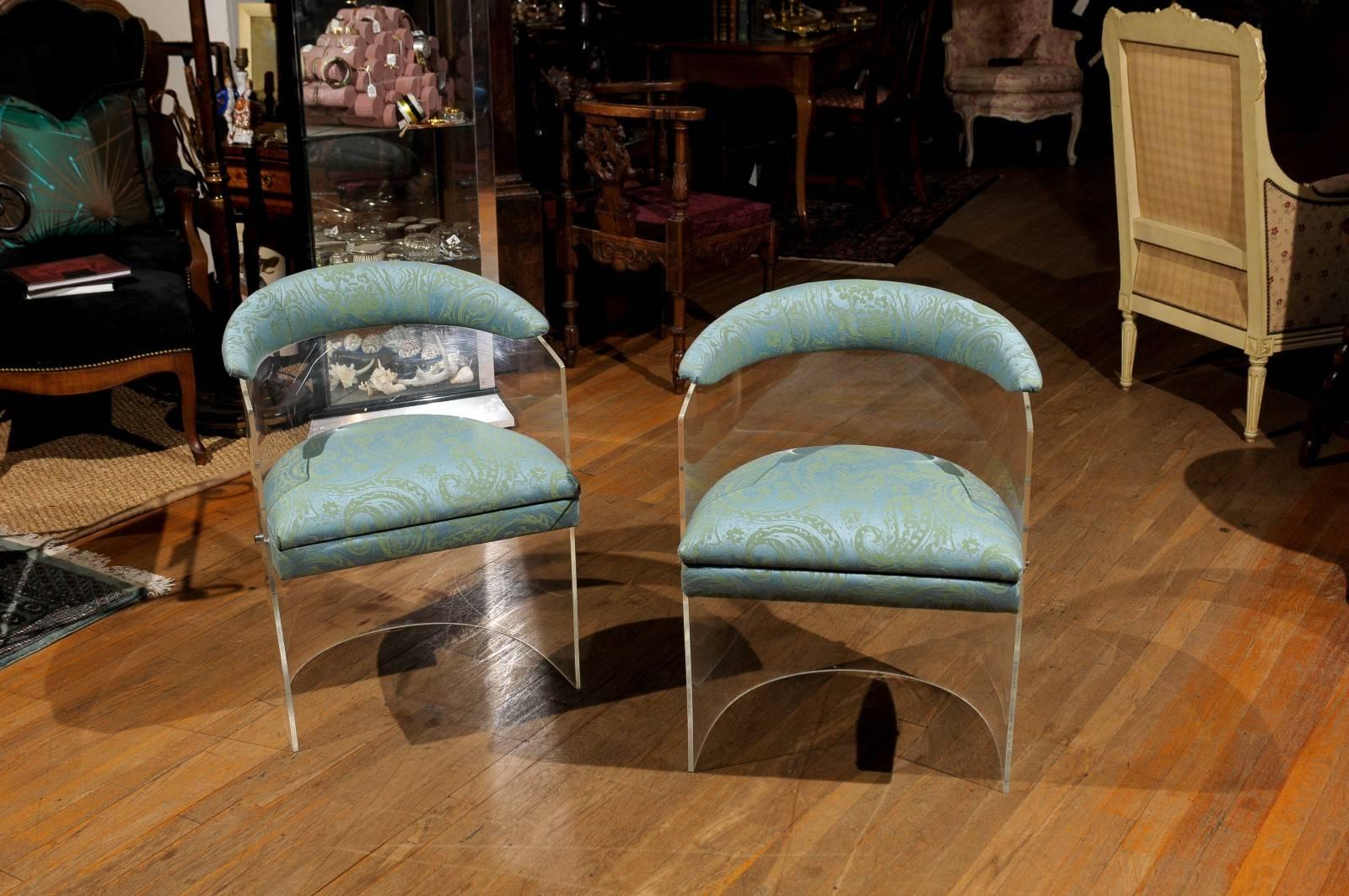lucite barrel chair