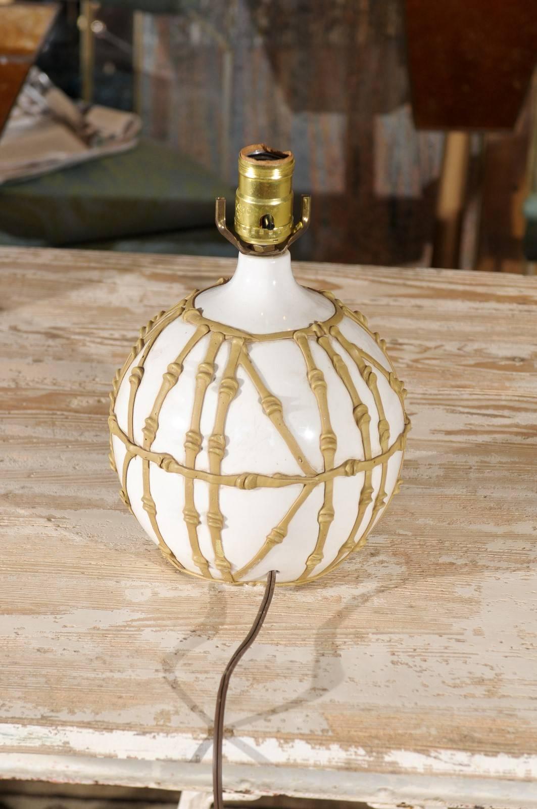 Petite Faux Bamboo Table Lamp In Excellent Condition In Atlanta, GA