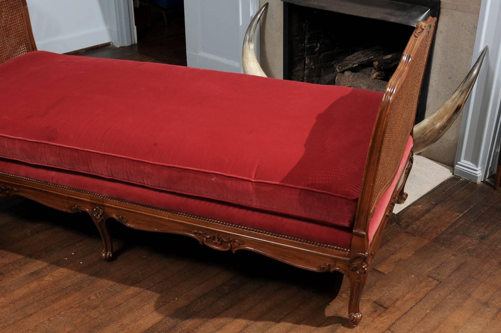 French 19th Century Cane and Walnut Daybed