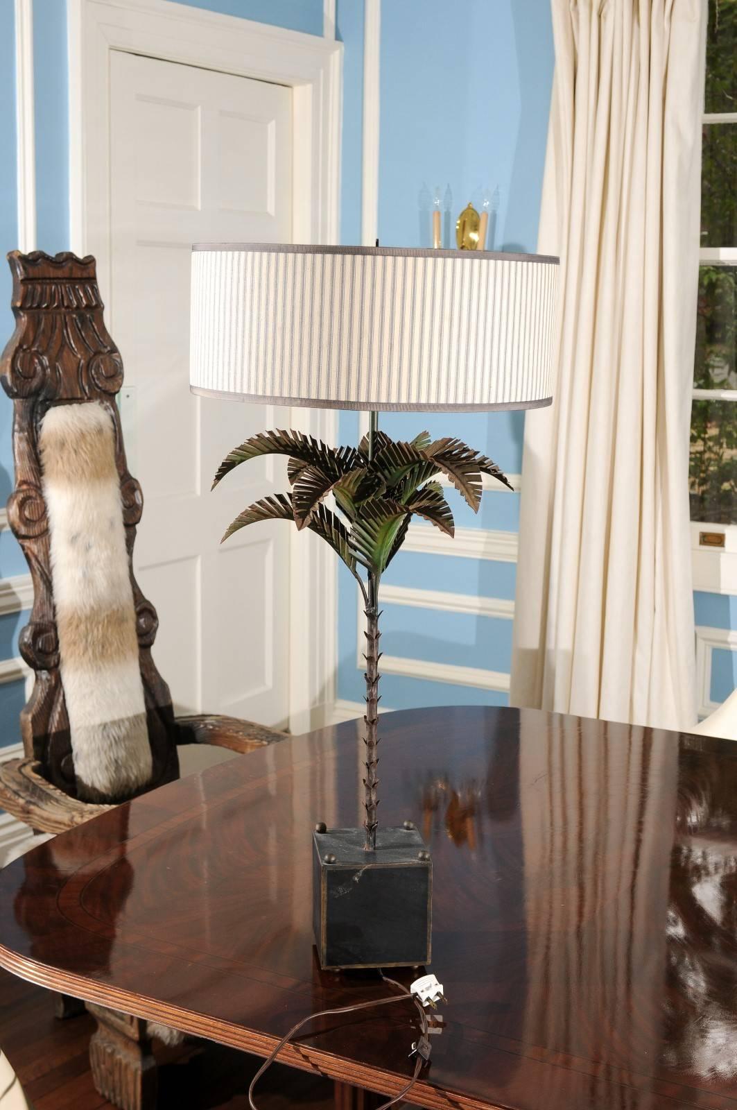 20th Century Tall Italian Tole Palm Tree Lamp