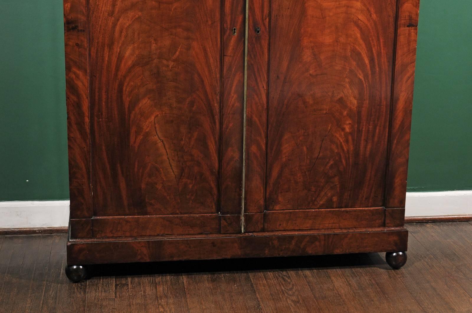 19th Century Louis Philippe Flame Mahogany Armoire
