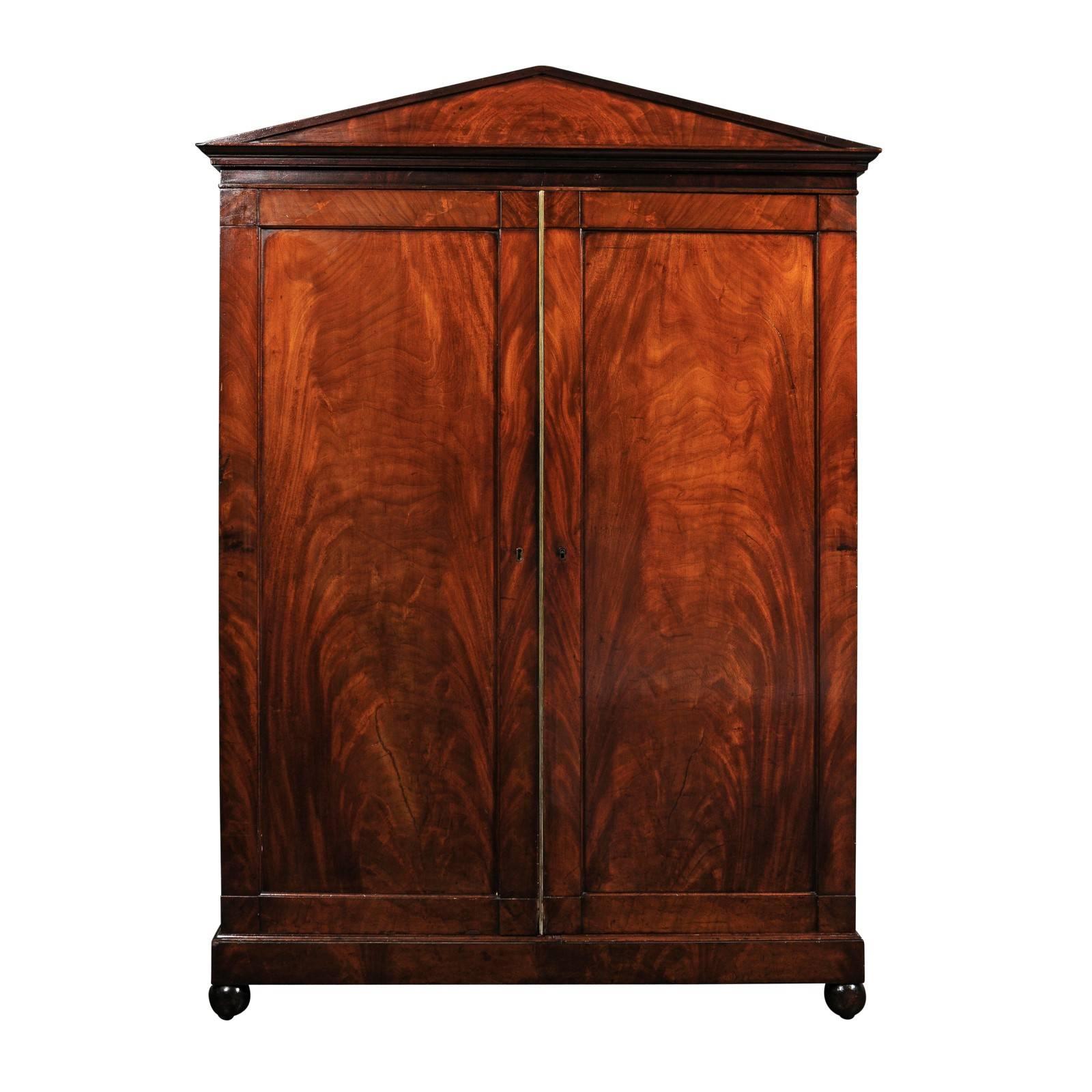 Louis Philippe Flame Mahogany Armoire