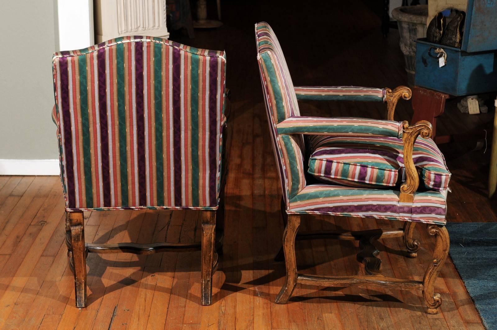 Upholstery Pair of Italian Bergère Chairs