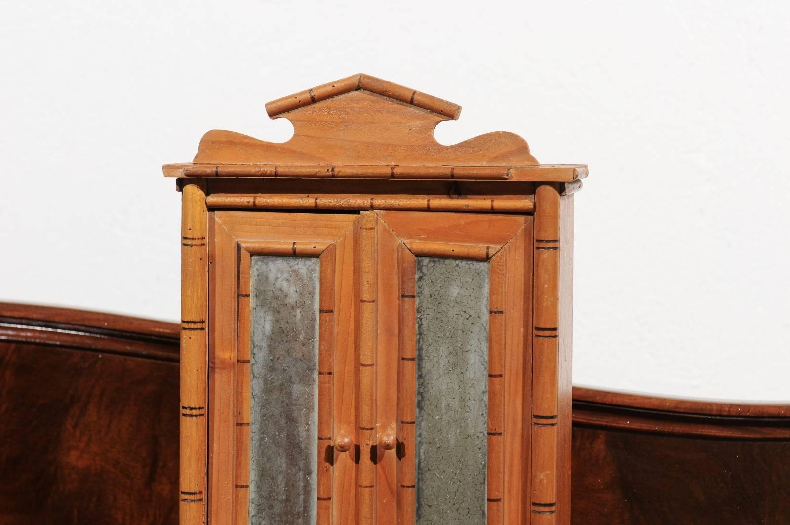 French Miniature Bamboo Armoire In Good Condition For Sale In Atlanta, GA