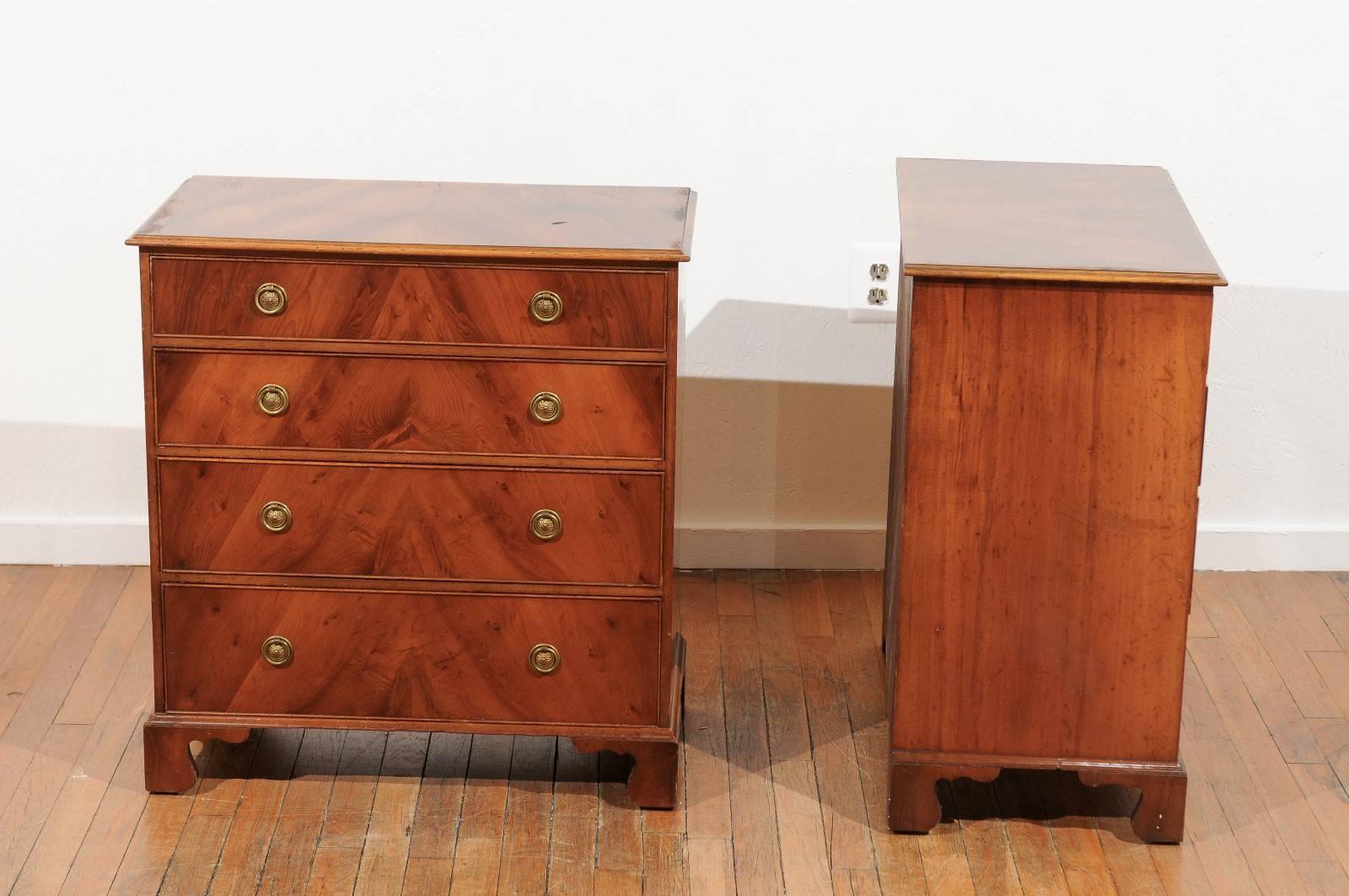 Great Britain (UK) Pair of Small Georgian Style Mahogany Bachelor Chests by Tibbenham