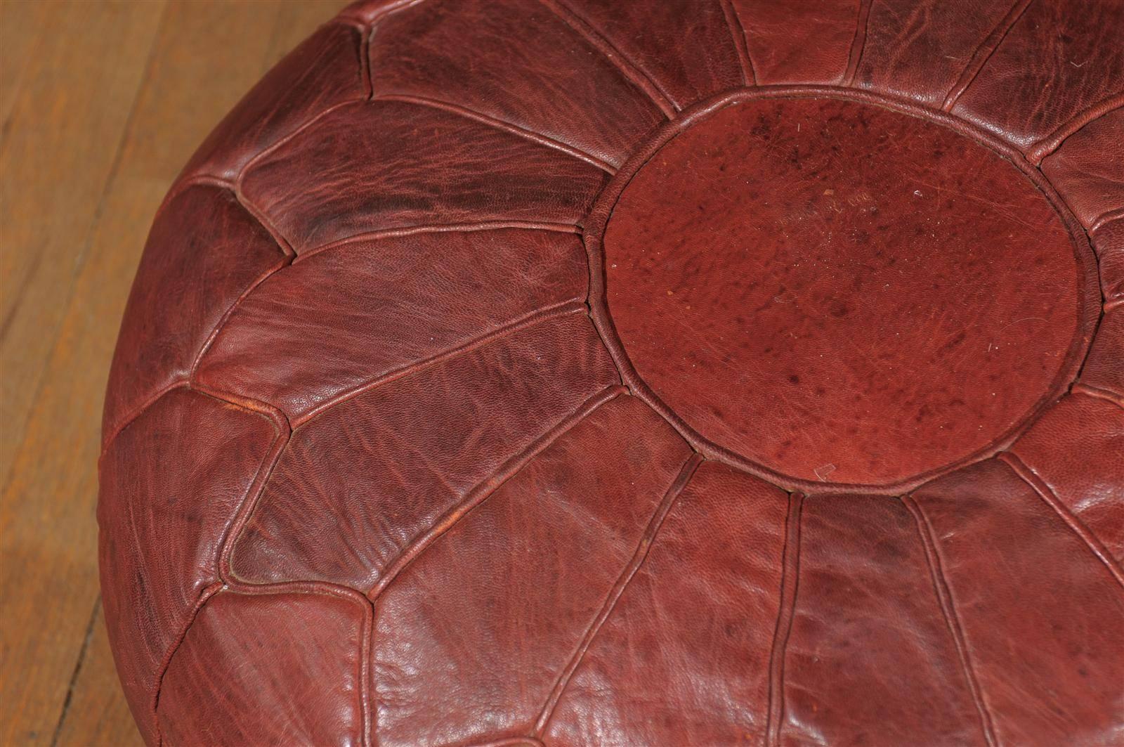 20th Century Large Vintage Moroccan Leather Pouf