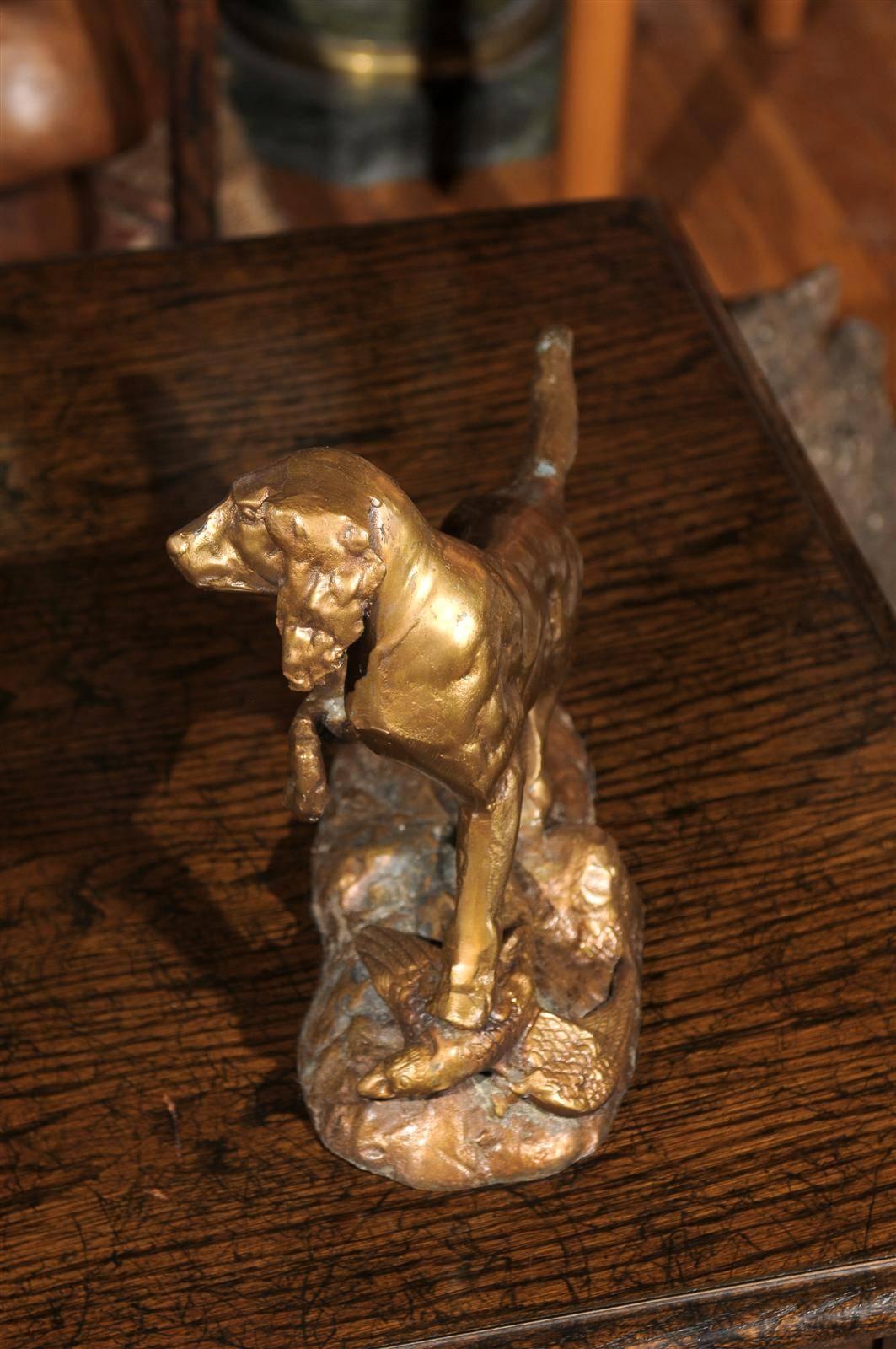 20th Century Bronze Hunting Dog Statue