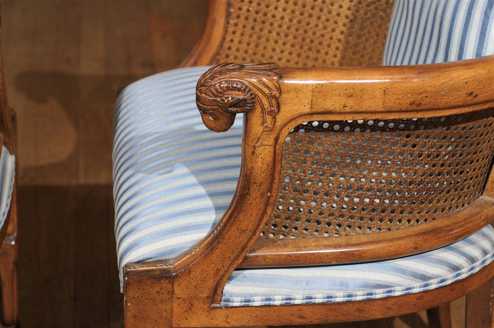 Pair of Regency Style Cane and Walnut Club Chairs by Tomlinson 3