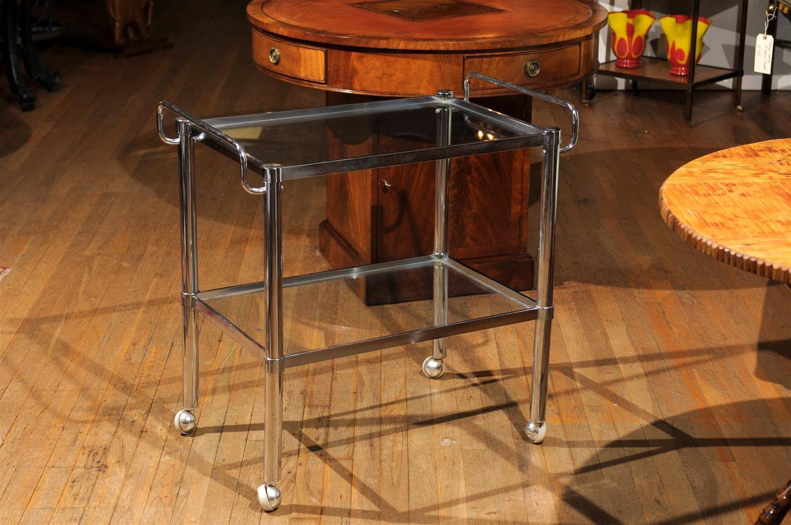 Mid-Century Modern Midcentury Chrome Two Tier Bar Cart