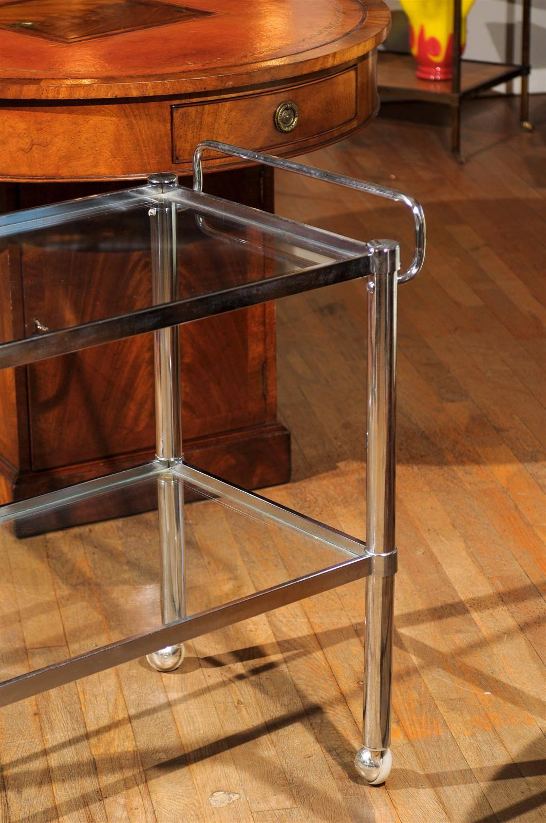 Midcentury Chrome Two Tier Bar Cart 1