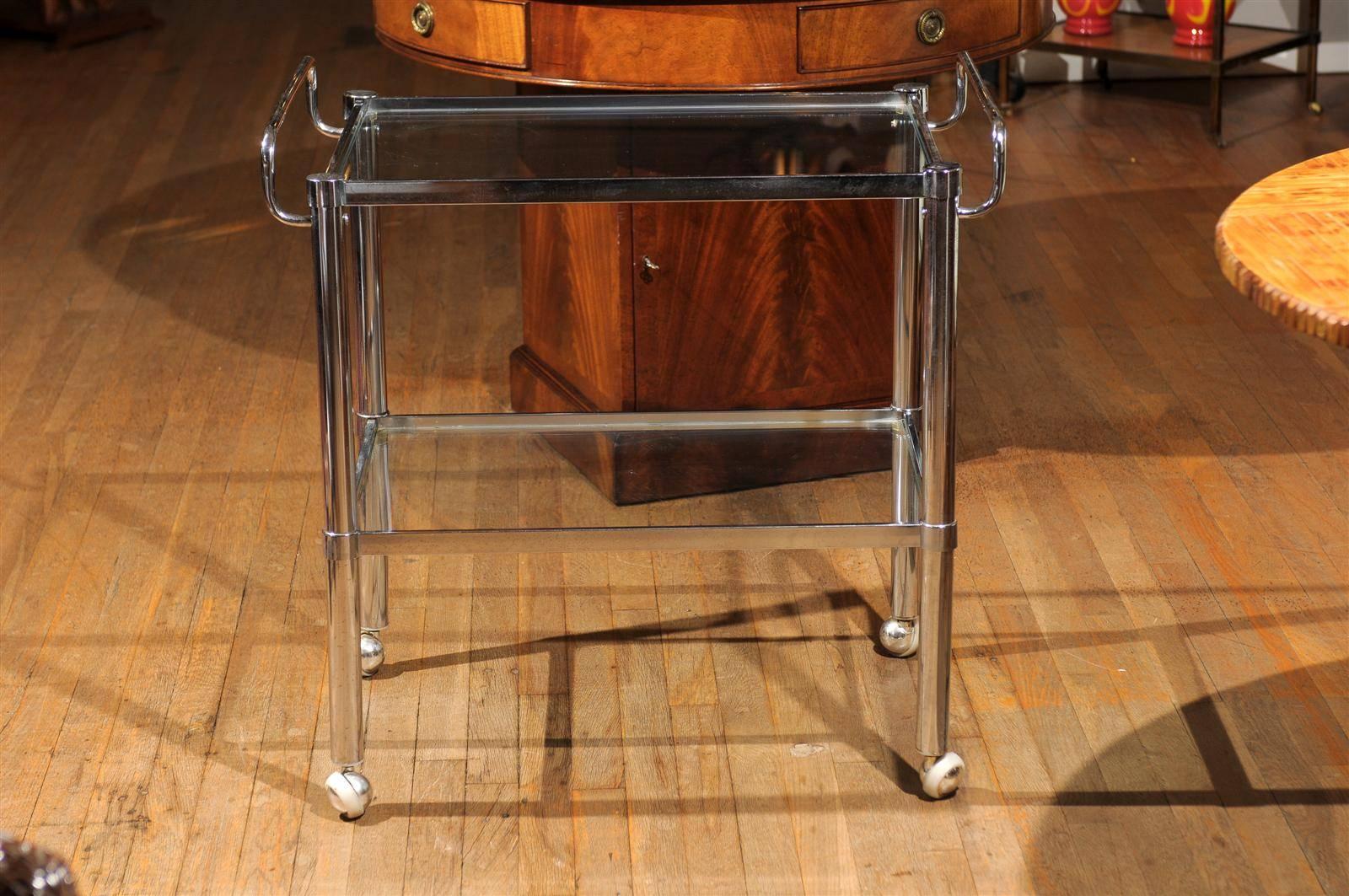 Midcentury Chrome Two Tier Bar Cart 2