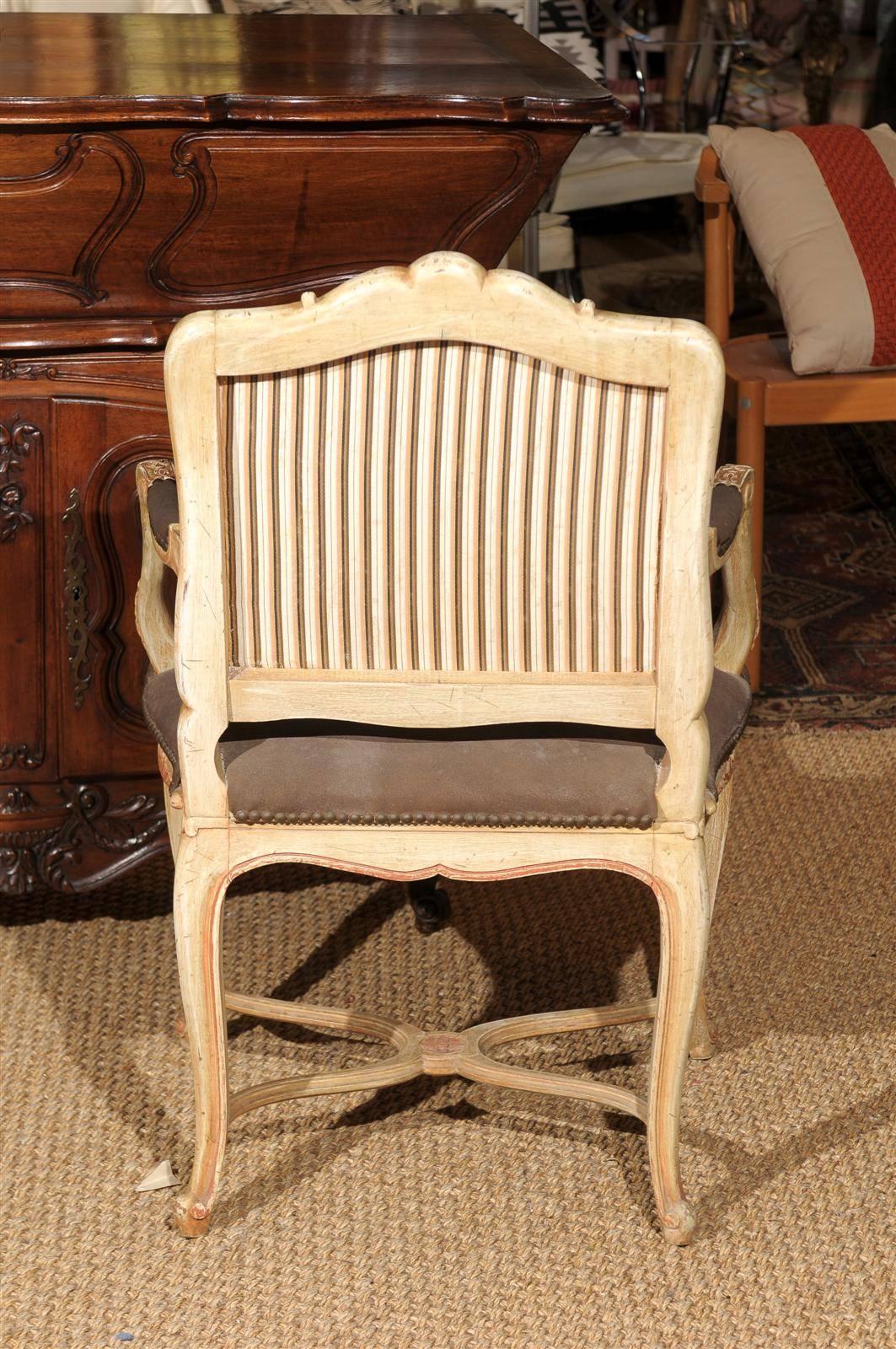 Louis XV Style Painted Fauteuil For Sale 2