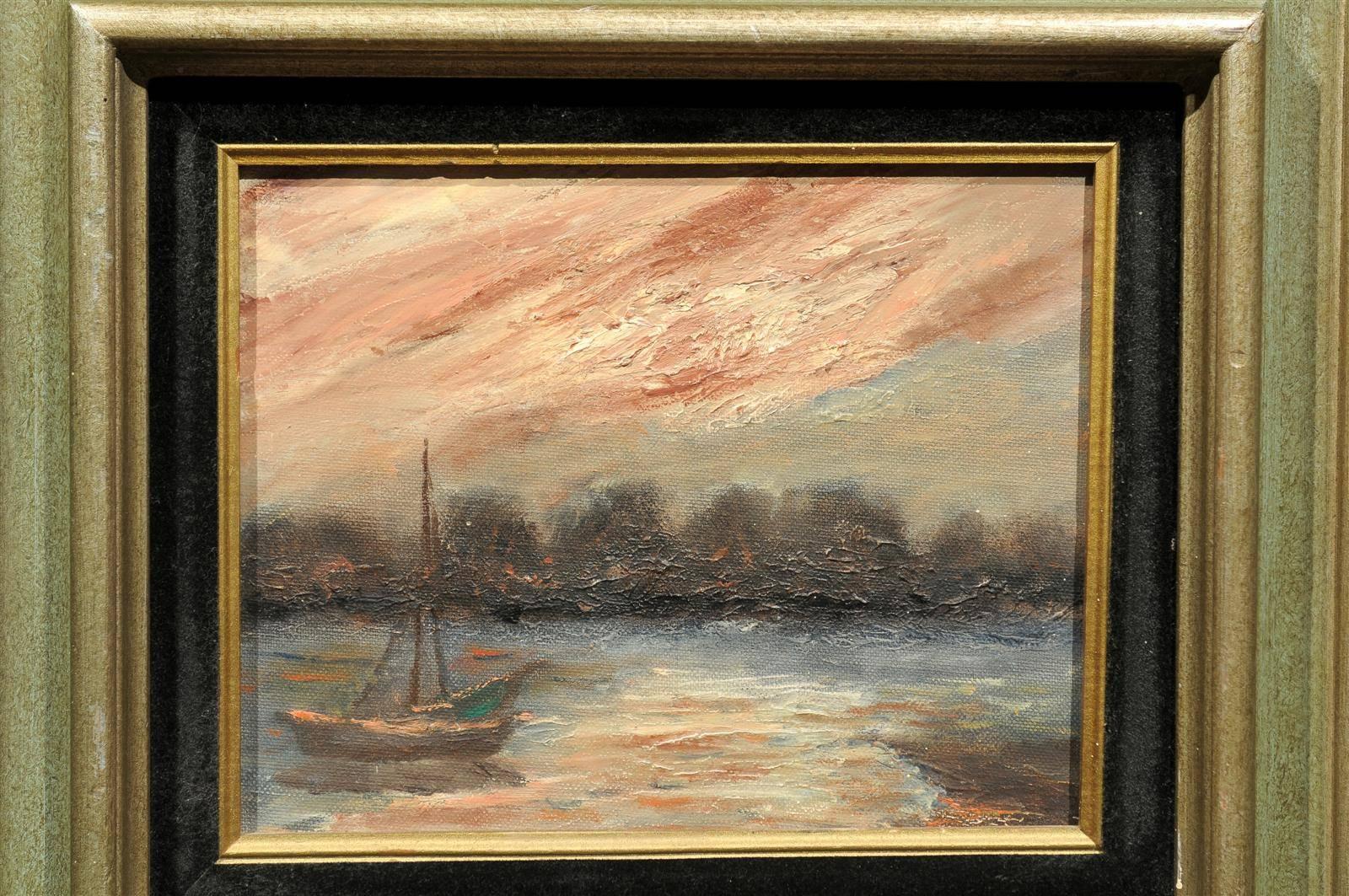 20th Century Impressionist Sailboat Painting In Good Condition In Atlanta, GA