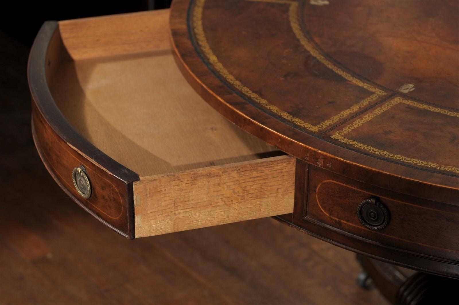 20th Century Mahogany Drum Table by Baker