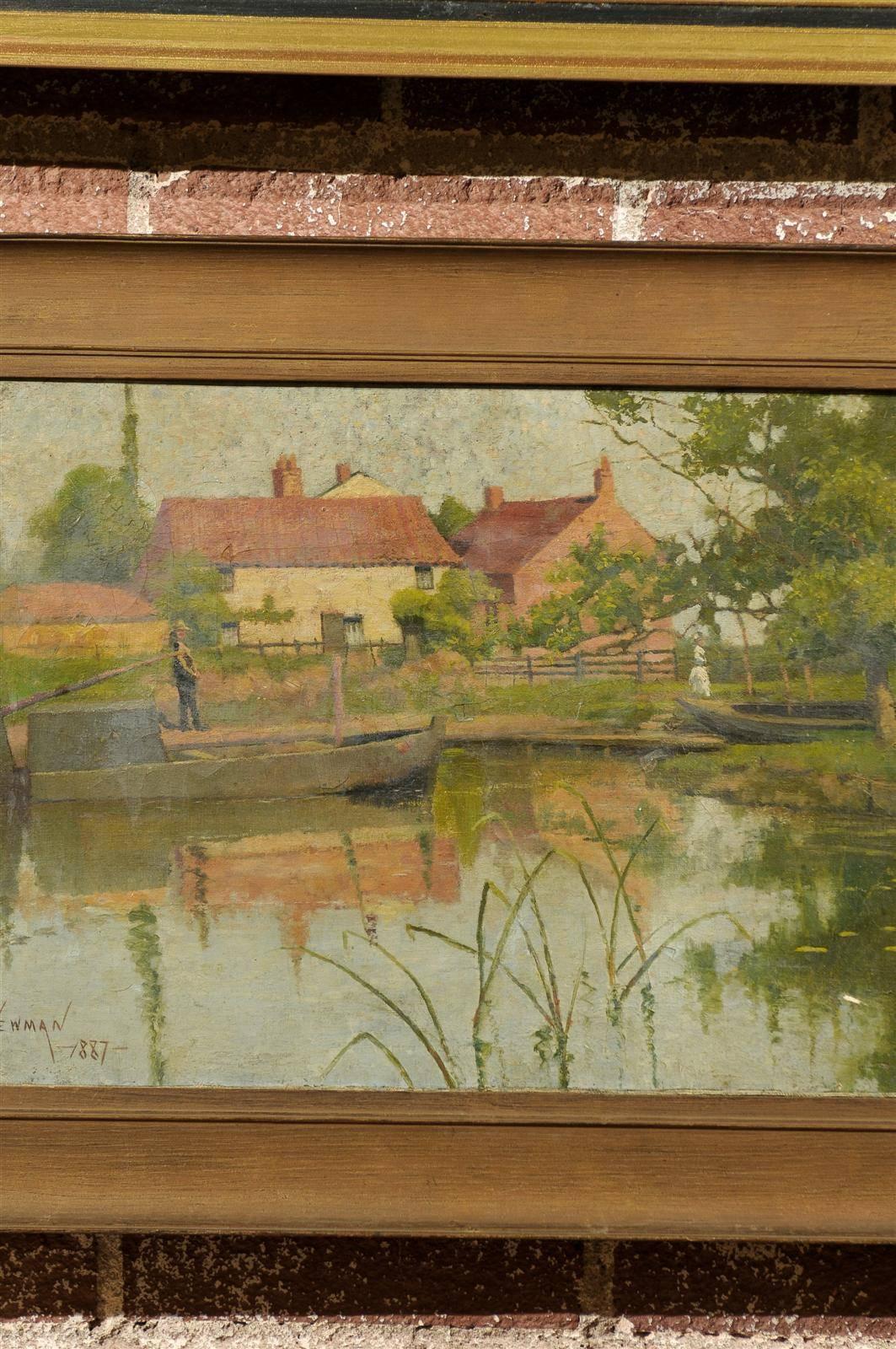 Doré Peinture de paysage anglaise du 19ème siècle par W.A. Newman en vente