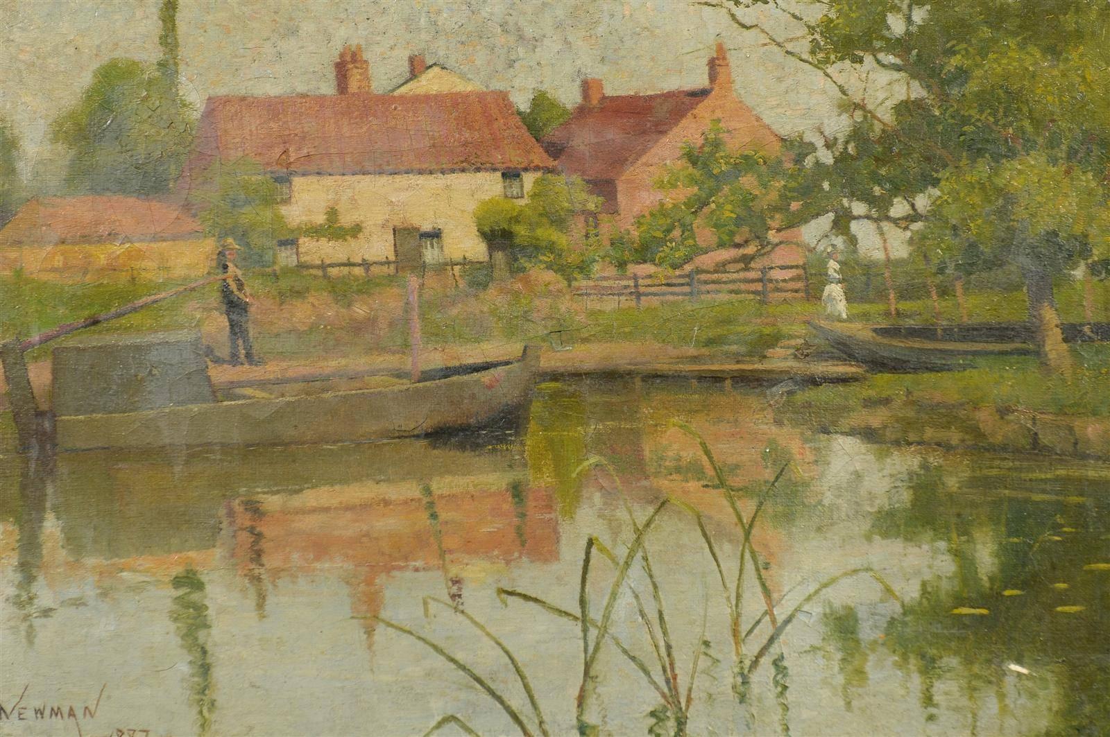 Toile Peinture de paysage anglaise du 19ème siècle par W.A. Newman en vente