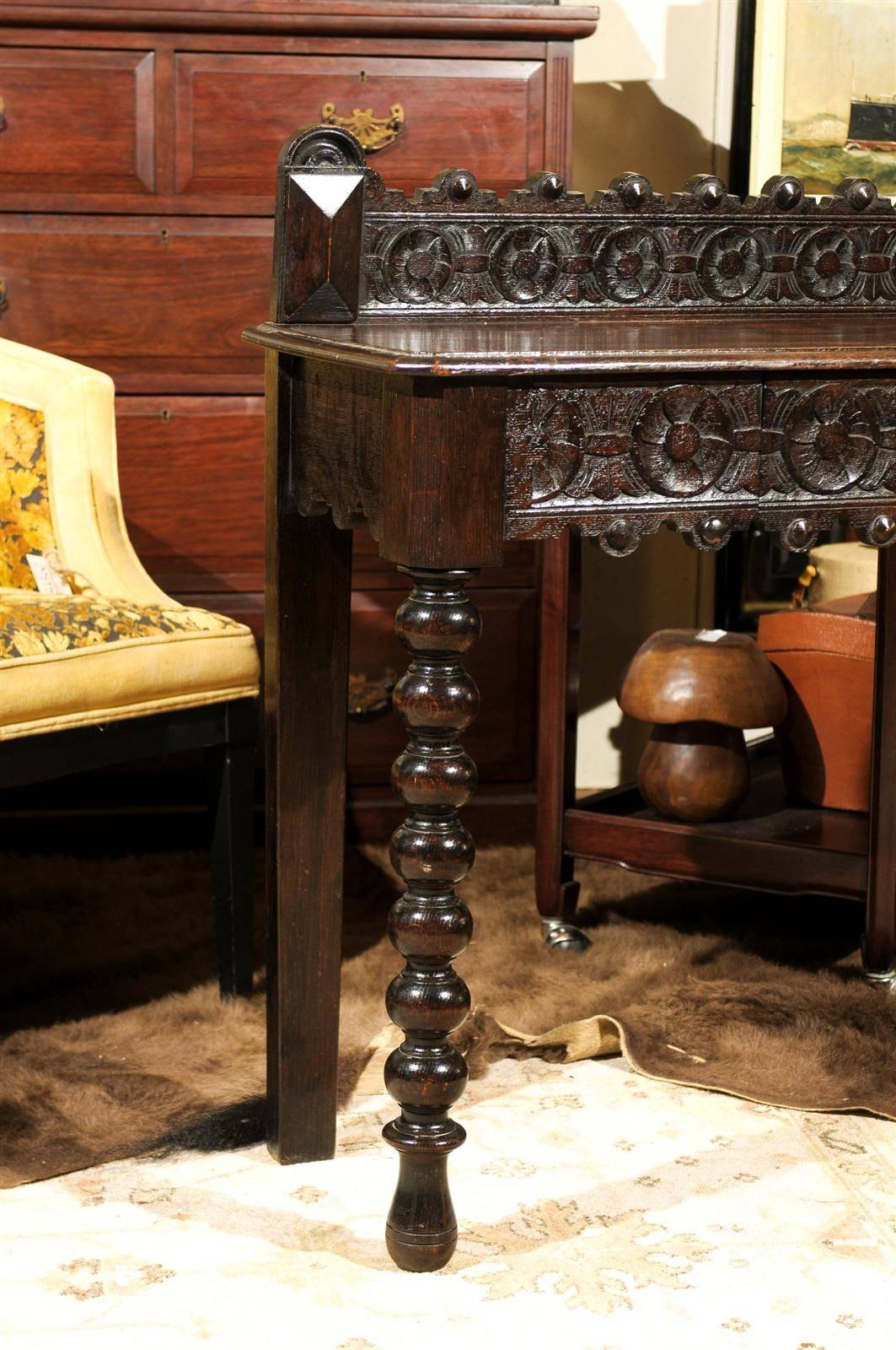 19th Century Italian Renaissance Revival Carved Oak Console Table