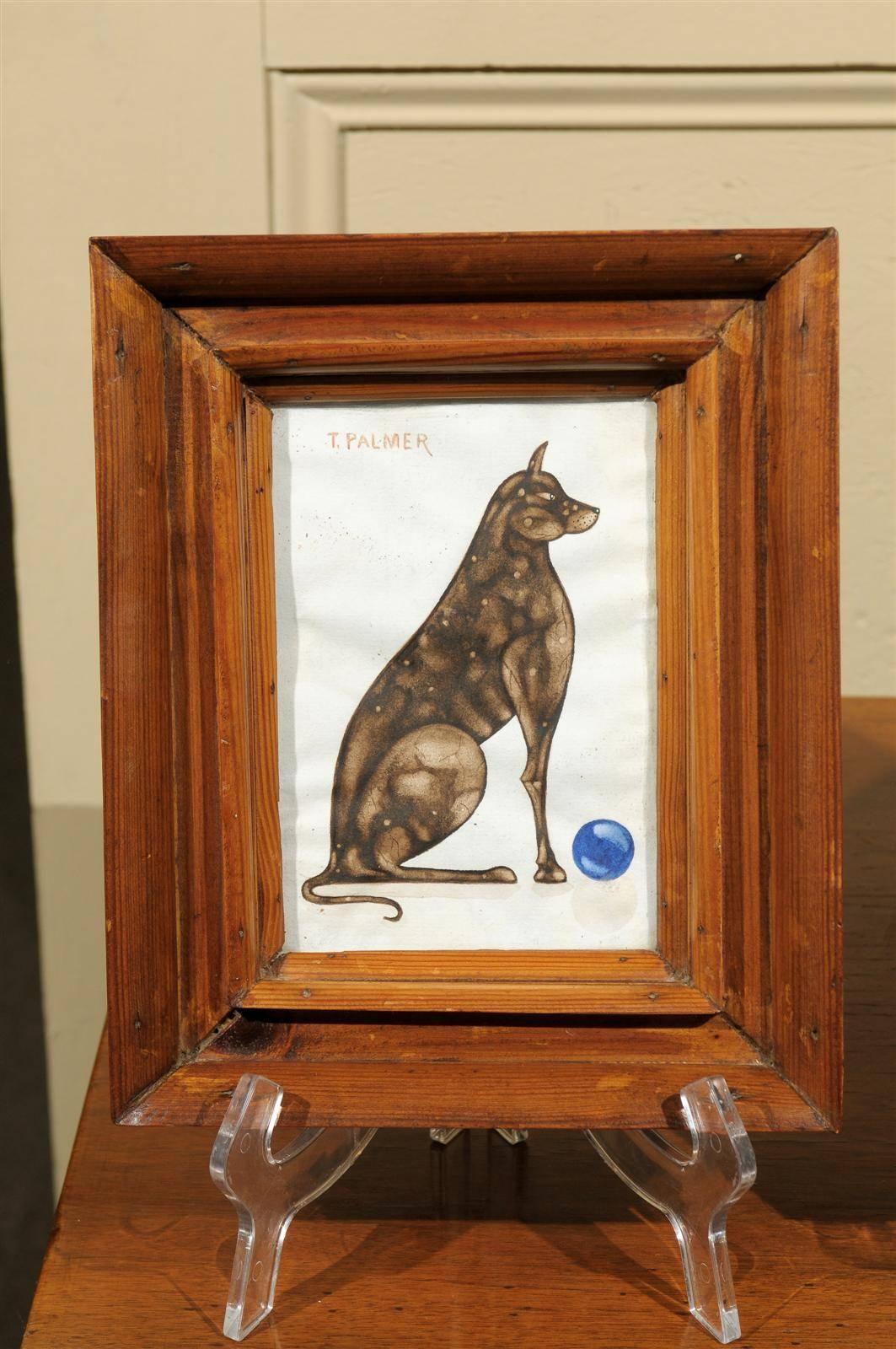 Anglais Paire d'études à l'aquarelle de chiens d'époque Art Déco en vente
