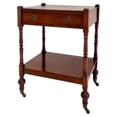 English Mahogany Two-Tier Georgian Style Side Table on Casters, circa 1930s