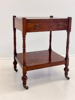 English Mahogany Two-Tier Georgian Style Side Table on Casters, circa 1930s
