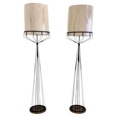 Tony Paul Floor Lamps: Black Metal & Brass Sculptural Design