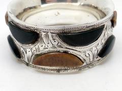 Rare Edwardian Sterling Silver and Scottish Agate Napkin Ring