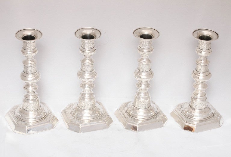 Suite of Four American Colonial Style Sterling Silver Candlesticks by Gorham 3