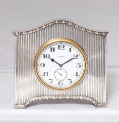Horloge de table à pied Art Déco en argent sterling