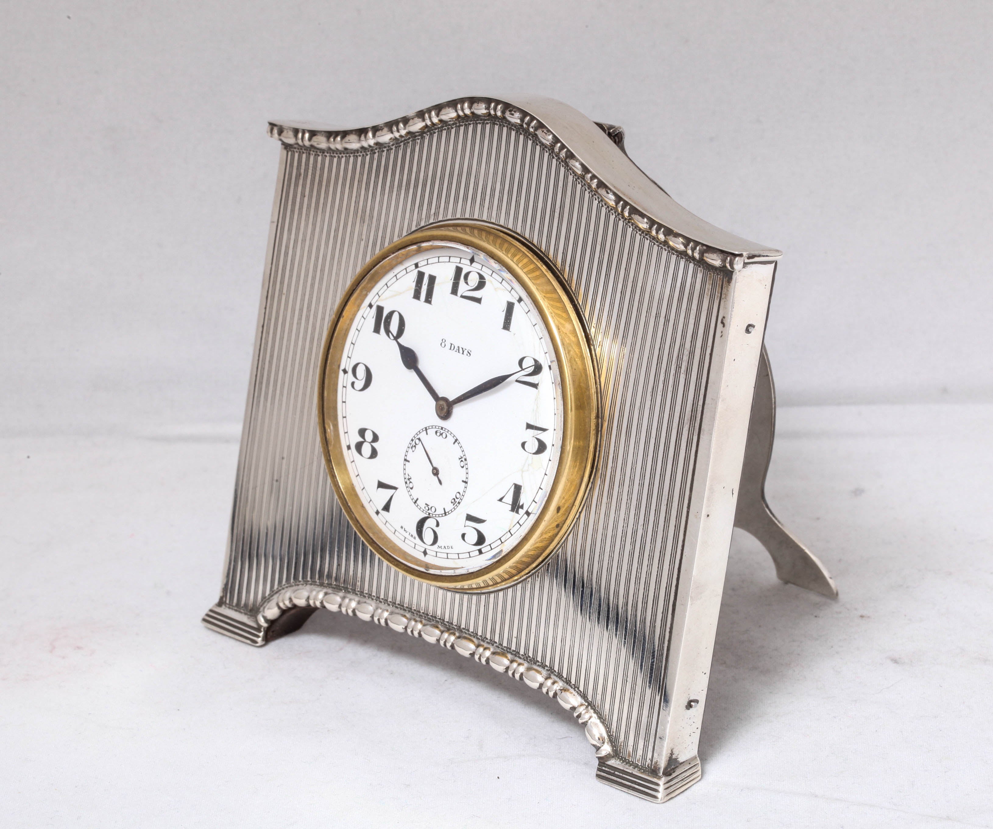 Great Britain (UK) Art Deco Sterling Silver Footed Table Clock