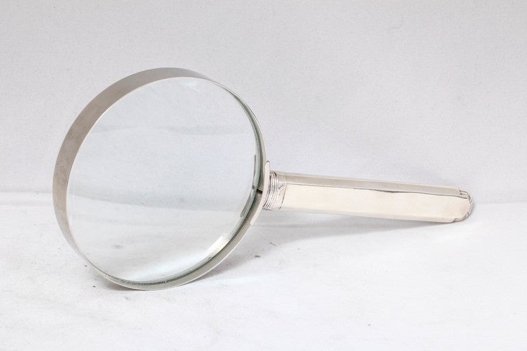 Art Deco Sterling Silver and Guilloche Enamel-Mounted Magnifying Glass 4