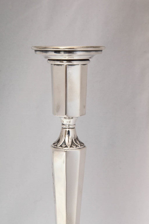 Pair of Sterling Silver Adams-Style Candlesticks 1