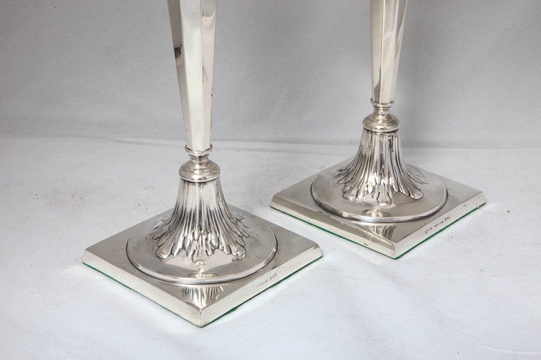 Pair of Sterling Silver Adams-Style Candlesticks 2