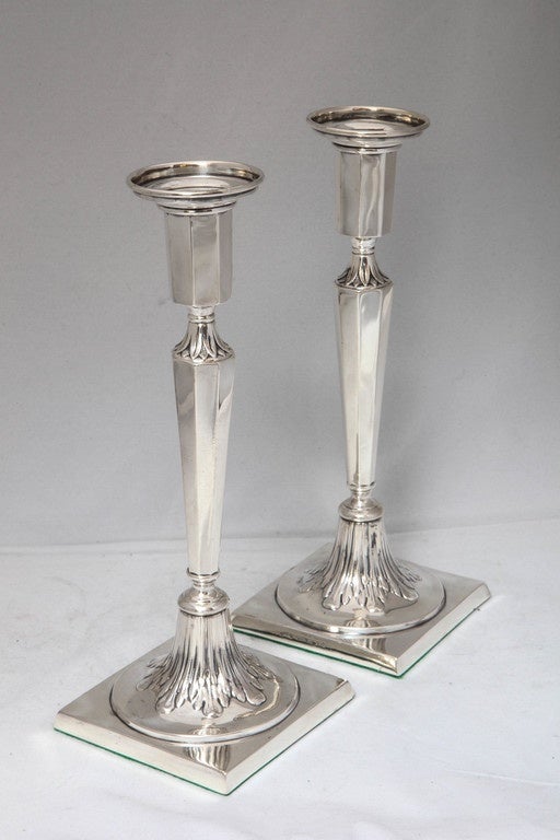 Pair of Sterling Silver Adams-Style Candlesticks 4