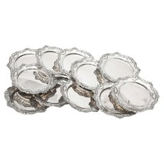 Victorian-Style Set of 12 Sterling Silver Chantilly Bread and Butter Dishes