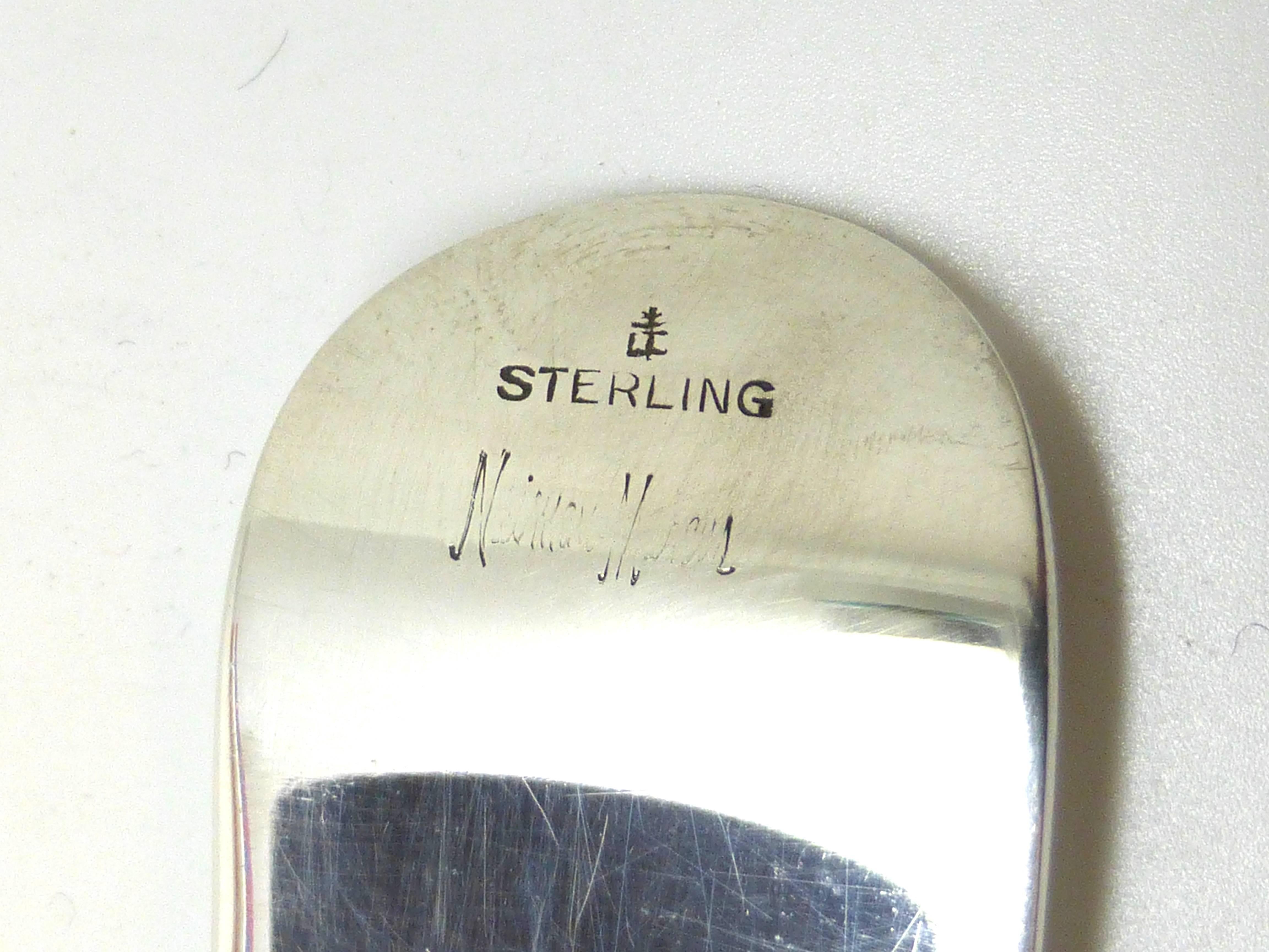 Mid-Century moderno Righello o tagliacarte combinato in argento massiccio moderno di metà secolo in vendita