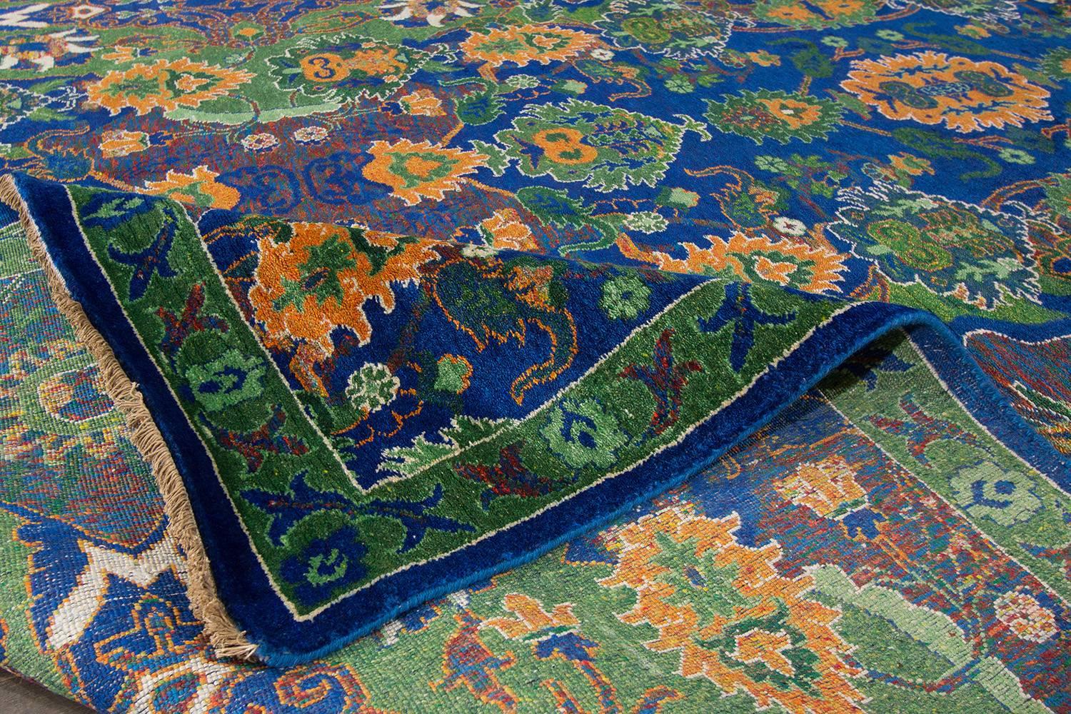 Hand-Knotted Multicolor Indian Rug