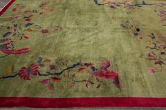 Vintage 1920s Green Chinese Art Deco Rug, 9x11.09